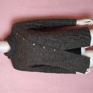 Cherishh Turtleneck Black and White Knit Diagonal Buttons Pullover Sweater